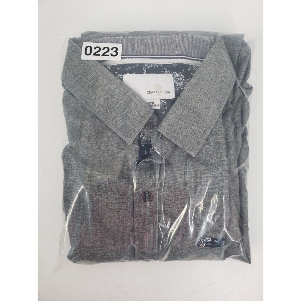 CRAFT + FLOW Size Large Long Sleeve Gray Casual Dress Shirt Flip Cuff (Floral) - Picture 10 of 10